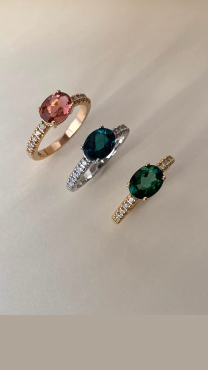 Anel Candy Color Turmalina Oval Azul 18k