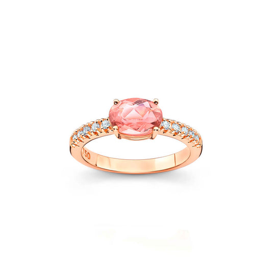 Anel Candy Color Turmalina Oval Rosa 18k