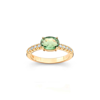 Anel Candy Color Turmalina Oval Verde 18k