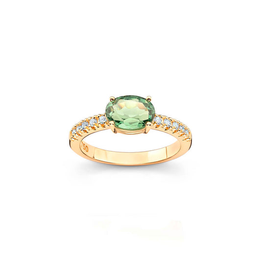 Anel Candy Color Turmalina Oval Verde 18k