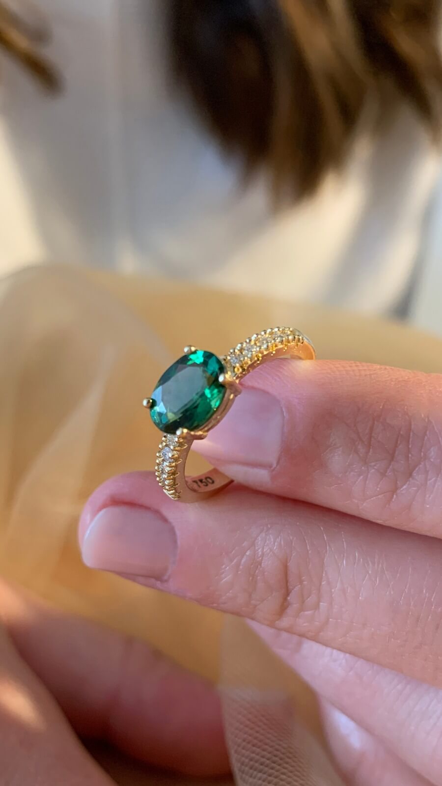 Anel Candy Color Turmalina Oval Verde 18k