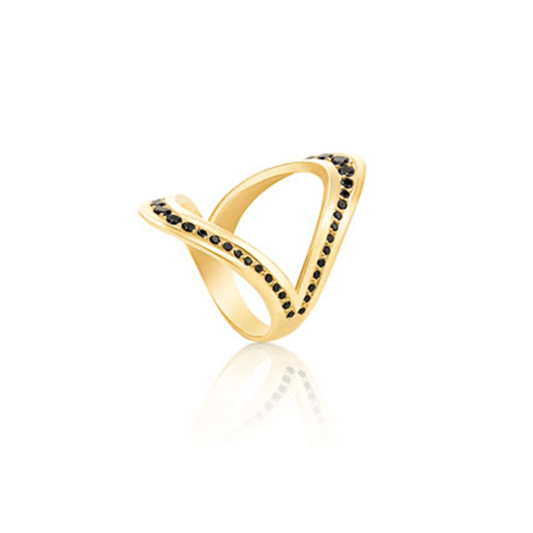 Anel Catedral Grande Negro 18k