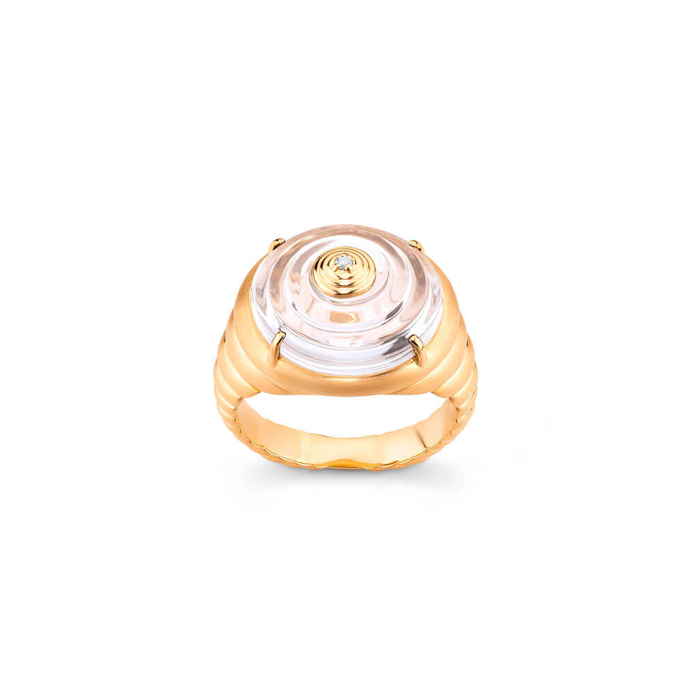 Anel Ciclos Pedra Cristal G 18k