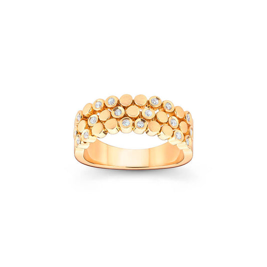 Anel Confete 3 fileiras 18k