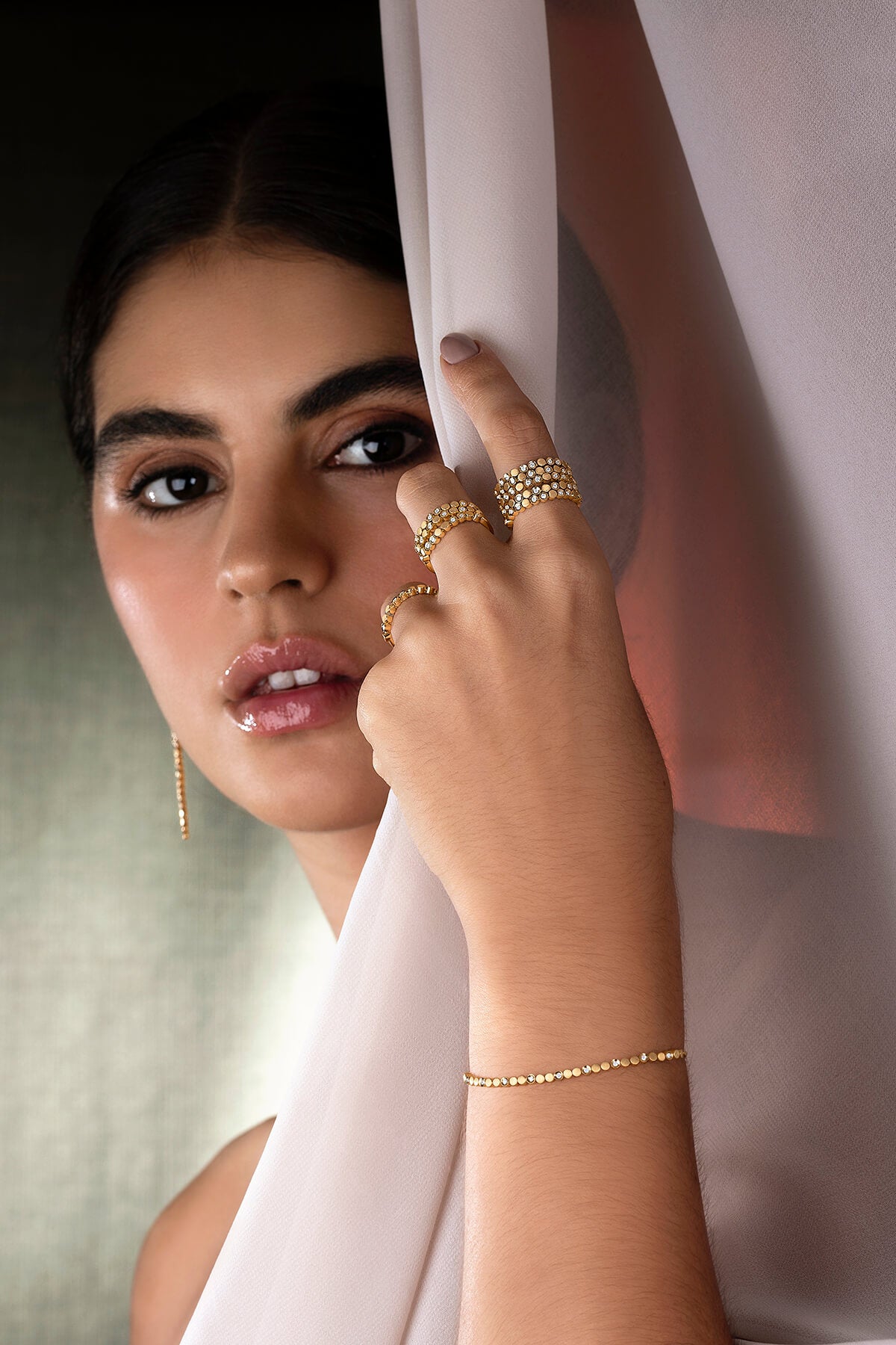 Anel Confete 5 fileiras 18k
