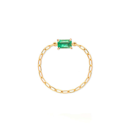 Anel Correntinha com Esmeralda 18k