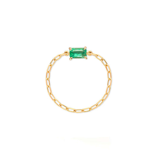 Anel Correntinha com Esmeralda 18k