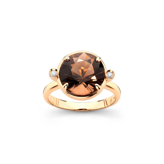 Anel Cristal Fumê Redondo Bri 18k