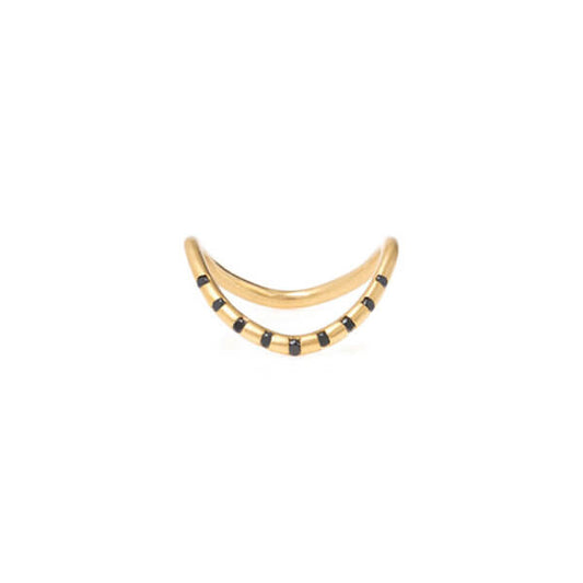 Anel Dobra Brilhante Negro 18k