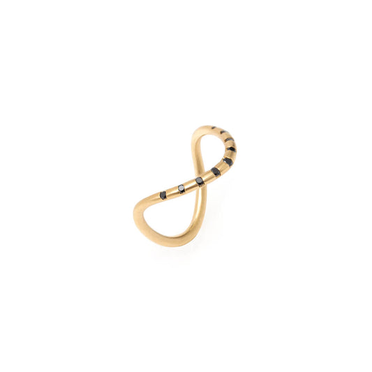 Anel Dobra Brilhante Negro 18k