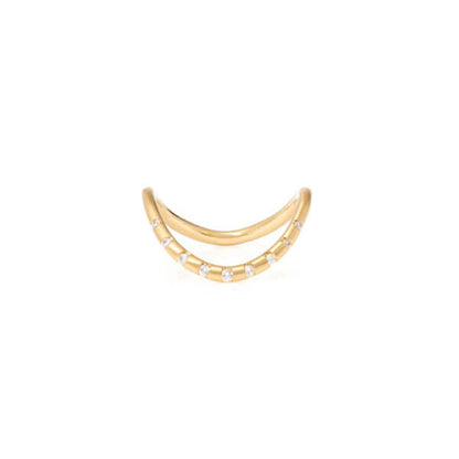 Anel Dobra Brilhantes Brancos 18k