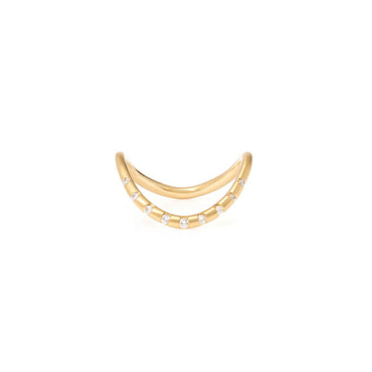 Anel Dobra Brilhantes Brancos 18k