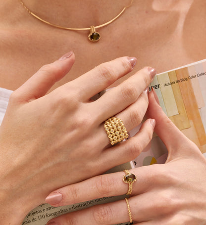 Anel Duna Andaluzita Oval 18k