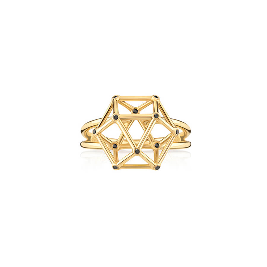 Anel Equilibrium G com Brilhantes Negro 18k