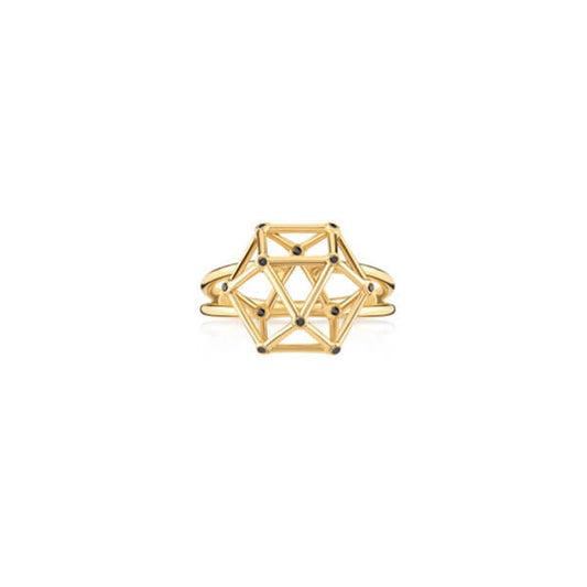 Anel Equilibrium M com Brilhantes Negros 18k