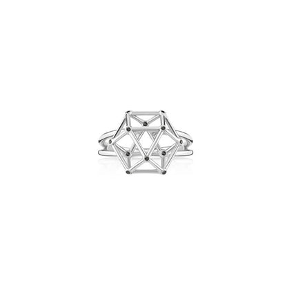 Anel Equilibrium M com Brilhantes Negros 18k