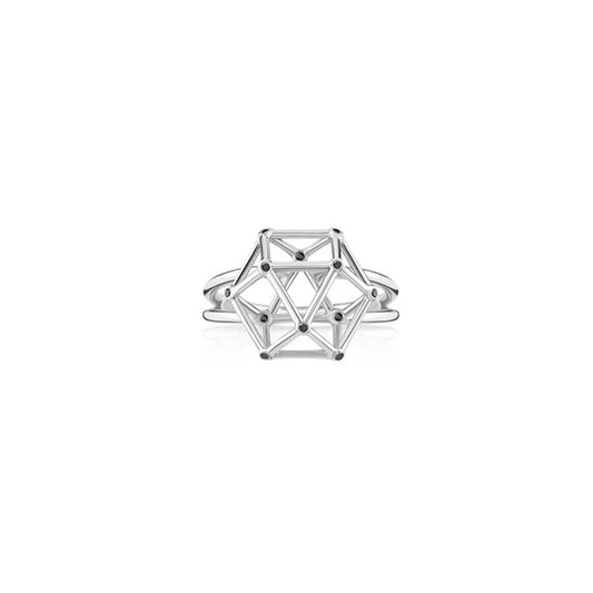 Anel Equilibrium M com Brilhantes Negros 18k