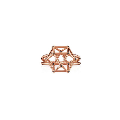 Anel Equilibrium M com Brilhantes Negros 18k