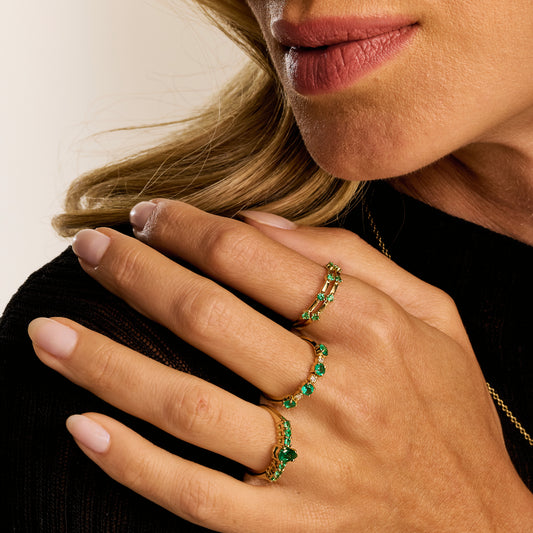 Anel Esmeraldas 18k