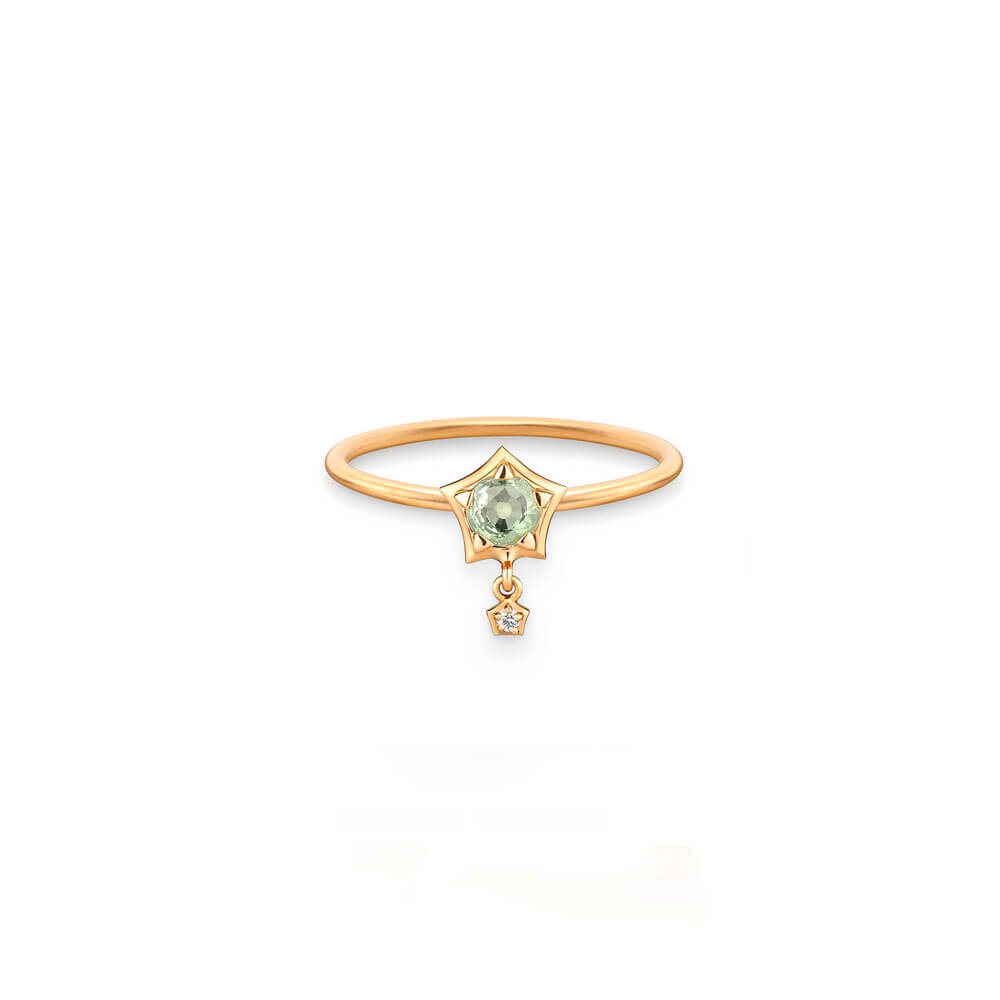 Anel Estrela M Safira Colorida 18k