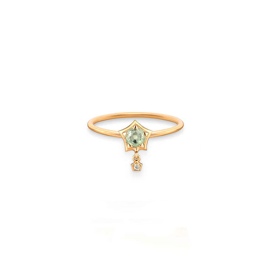 Anel Estrela M Safira Colorida 18k