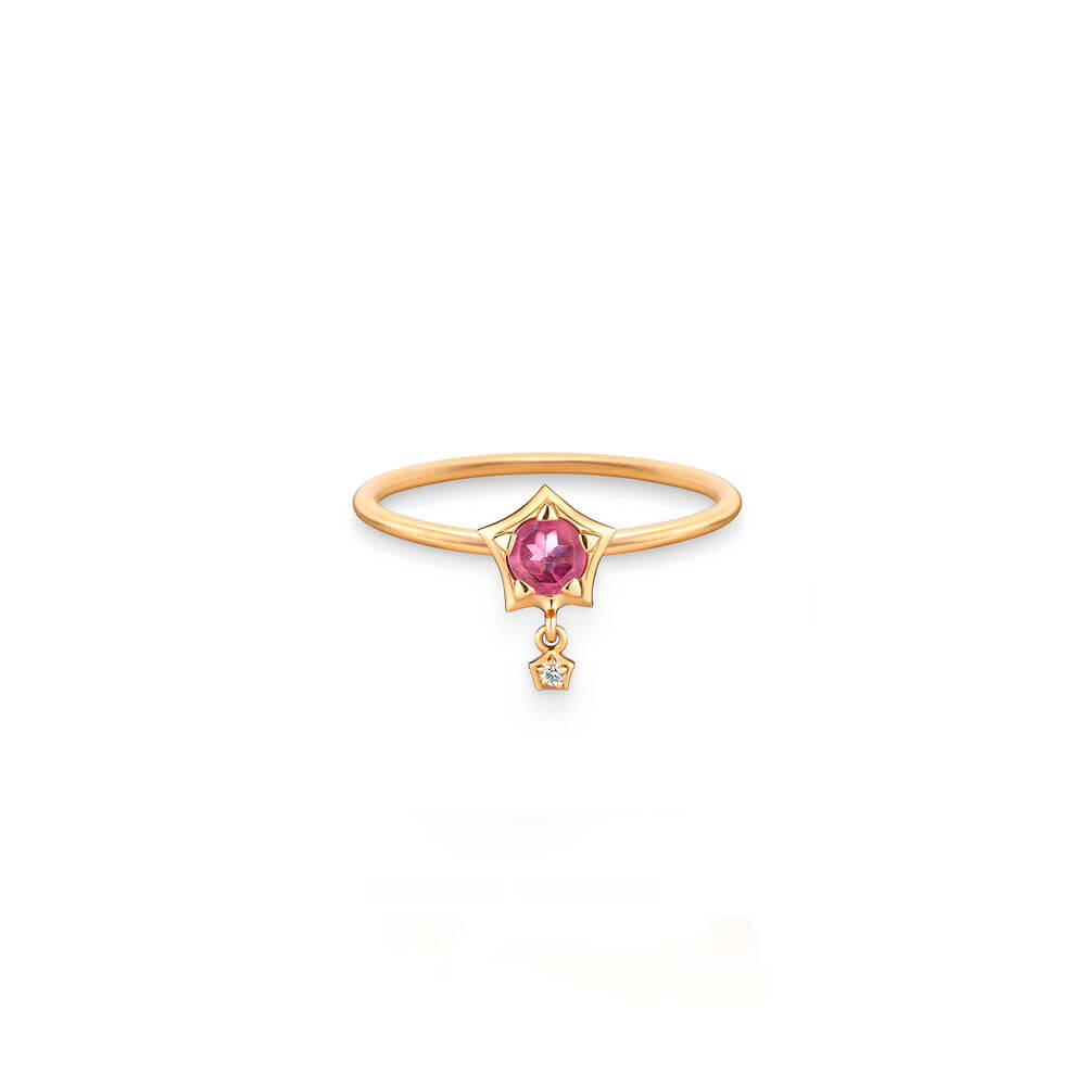 Anel Estrela M Safira Colorida 18k