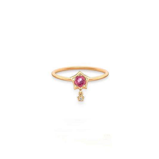 Anel Estrela M Safira Colorida 18k