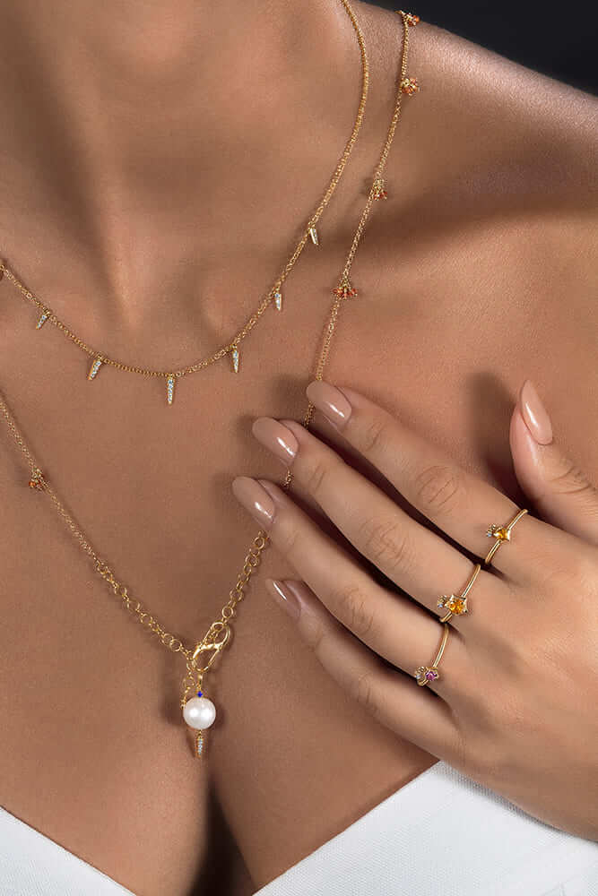 Anel Estrela M Safira Colorida 18k