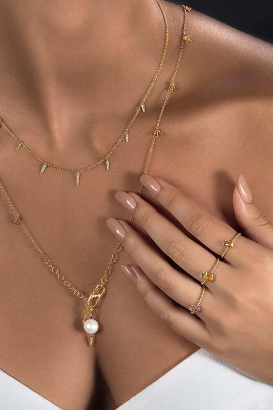 Anel Estrela M Safira Colorida 18k