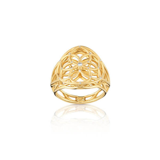 Anel Flor da Vida Curvo 18k