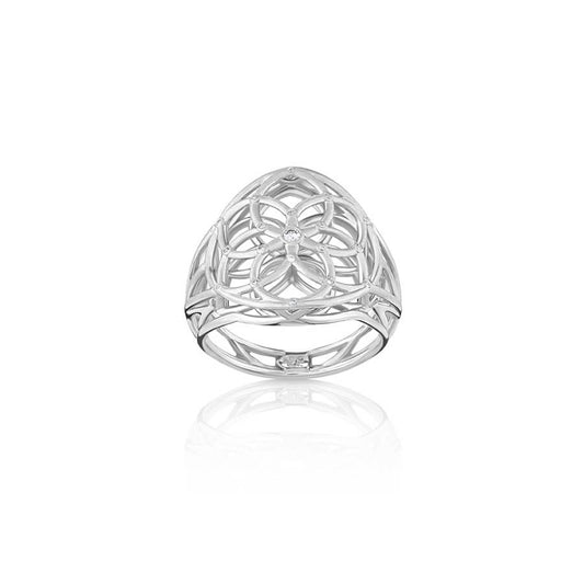 Anel Flor da Vida Curvo 18k
