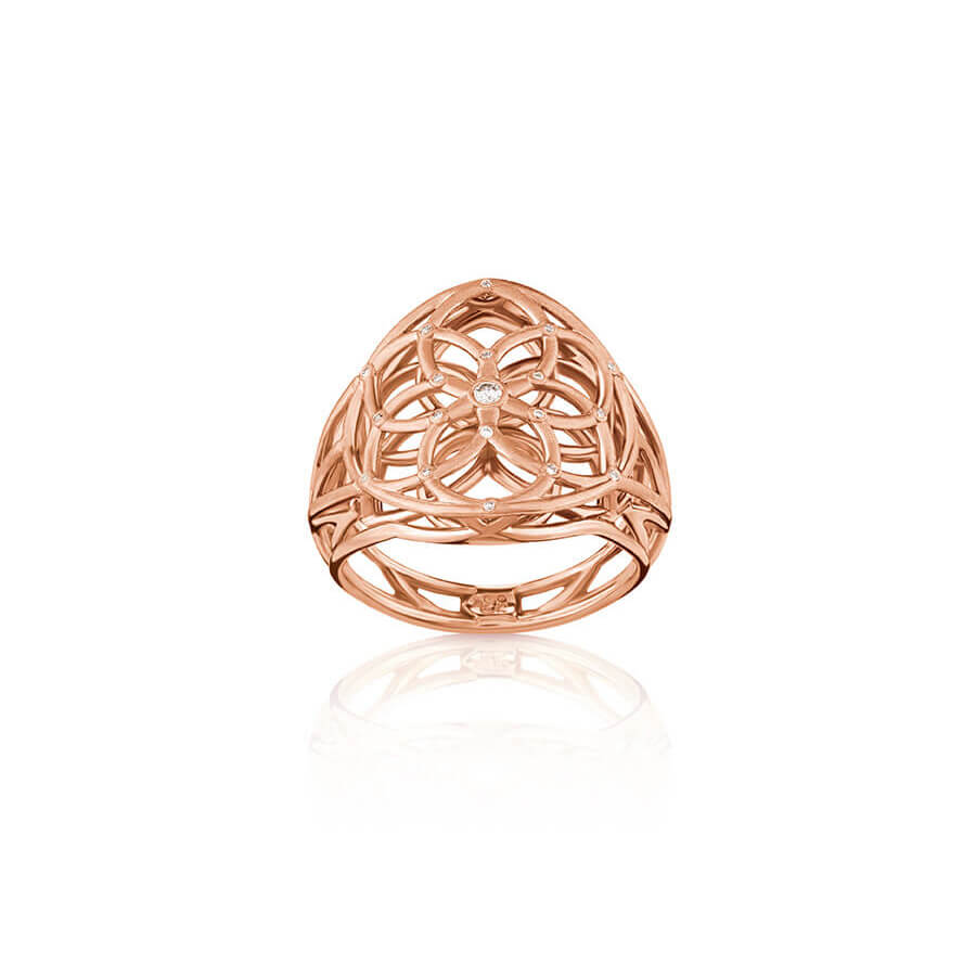 Anel Flor da Vida Curvo 18k
