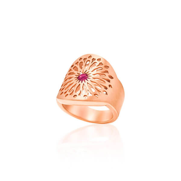 Anel Gaudí Rubi 18k