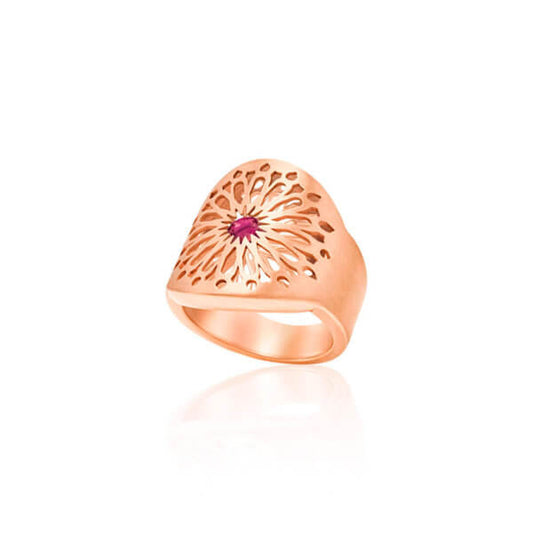 Anel Gaudí Rubi 18k