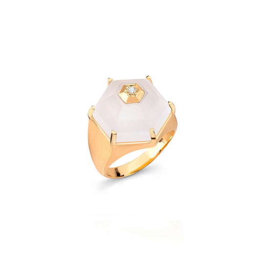 Anel Hex G Cristal 18k
