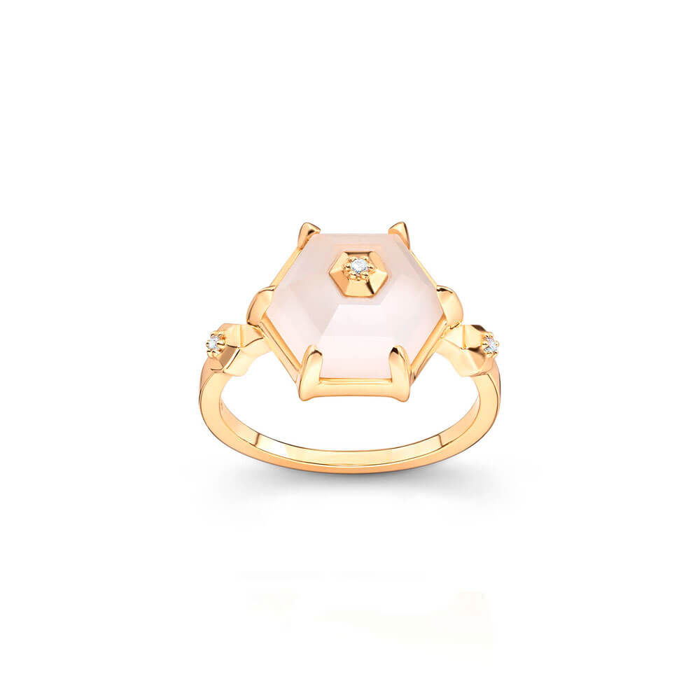 Anel Hex P Cristal 18k