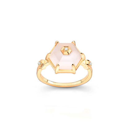 Anel Hex P Cristal 18k