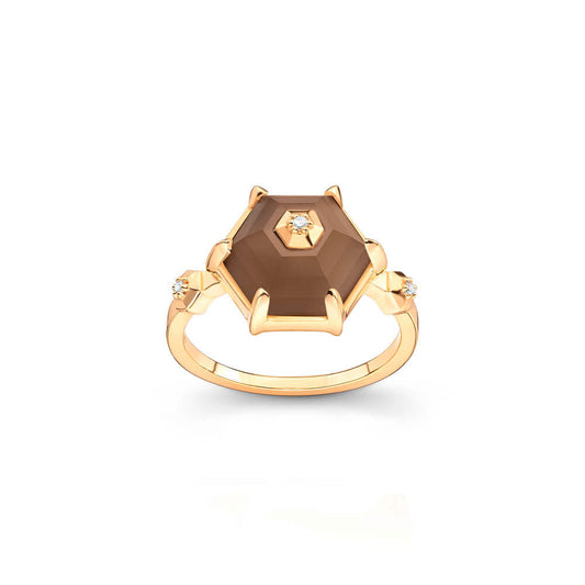 Anel Hex P Fumê 18k