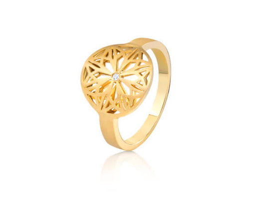 Anel Mandala Flor 18k