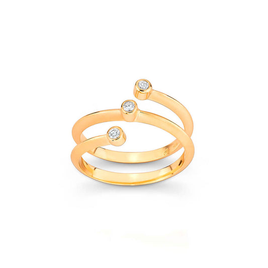 Anel Mola 3 brilhantes 18k