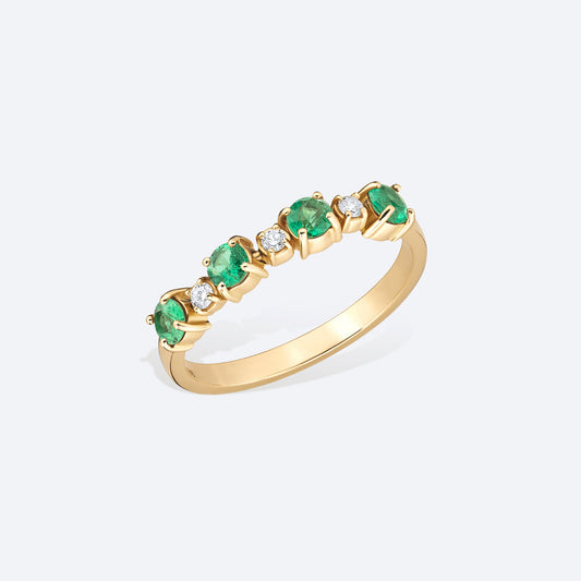 Anel Riveira Esmeralda com Brilhantes 18k