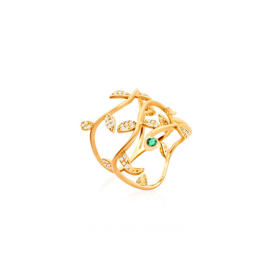 Anel Teva com Esmeralda 18k