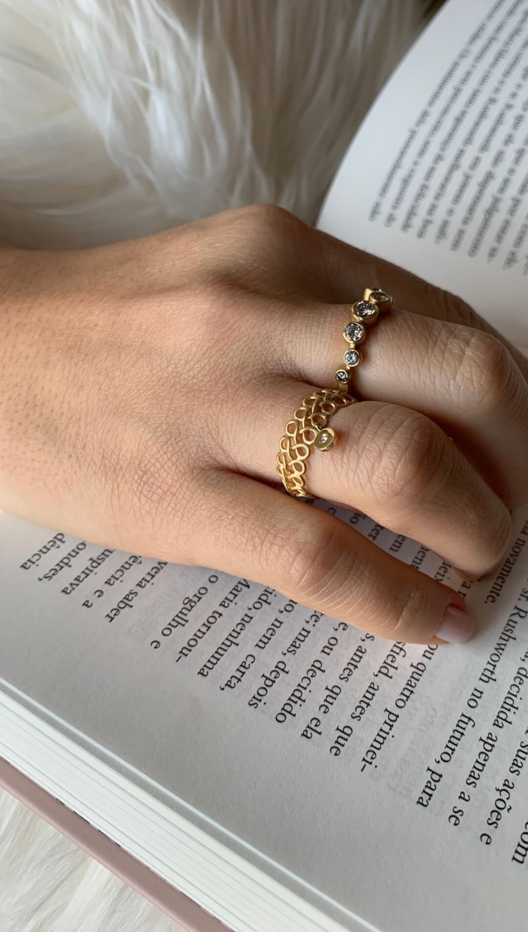 Anel Trilha Brilhantes 18k