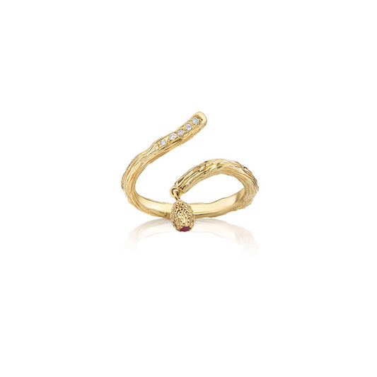 Anel Tronco Buriti Rubi 18k