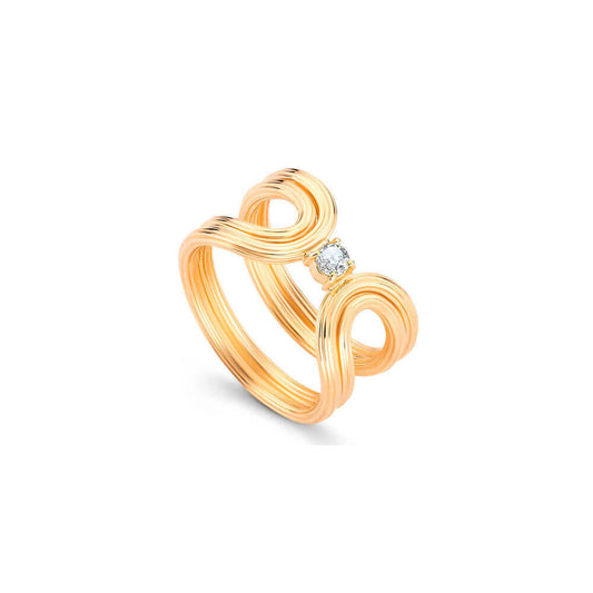 Anel Wave com Brilhante 18k