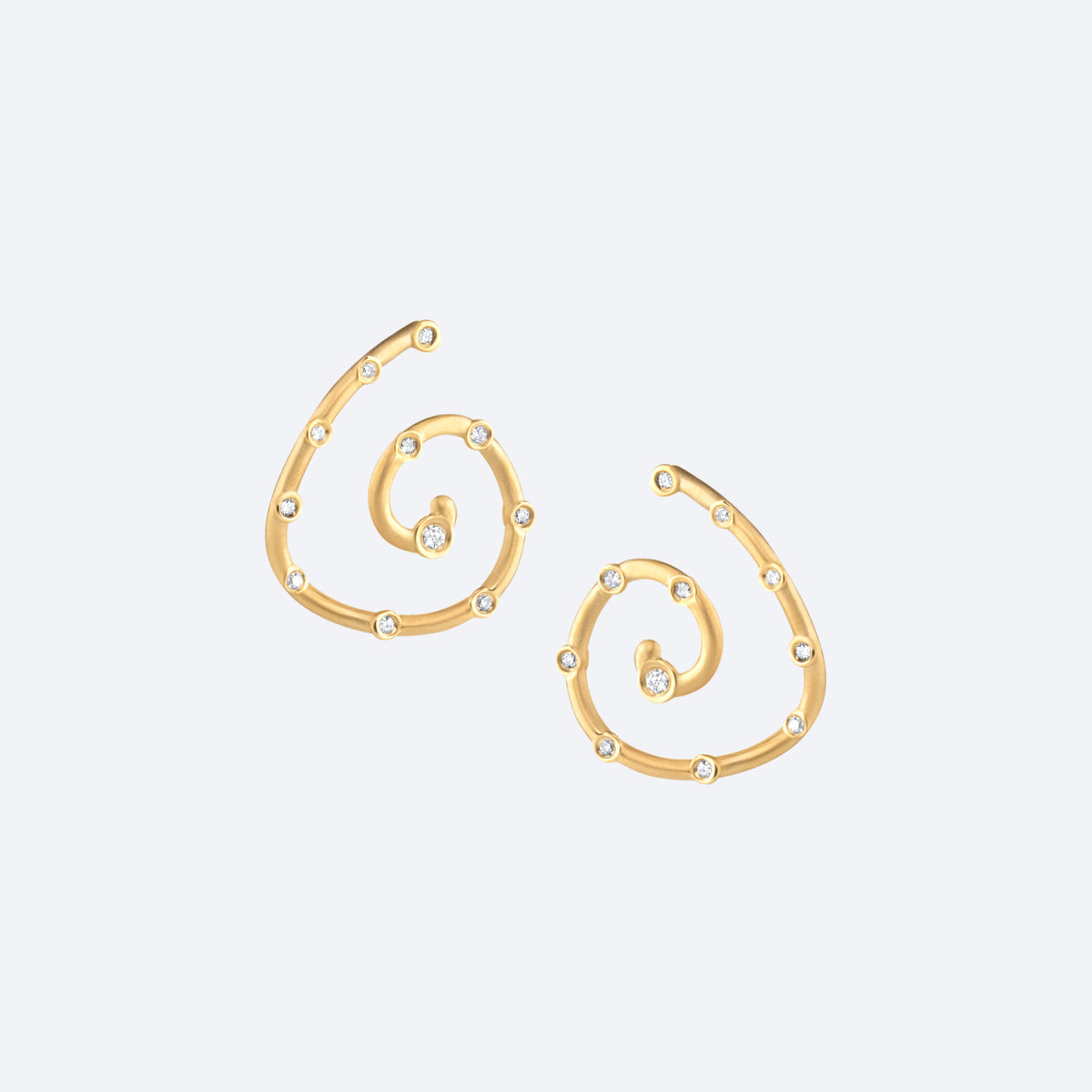 Brinco Espiral Dourado com Brilhantes 18k