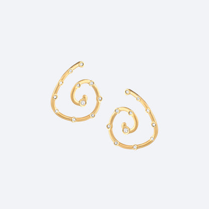 Brinco Espiral Dourado com Brilhantes 18k