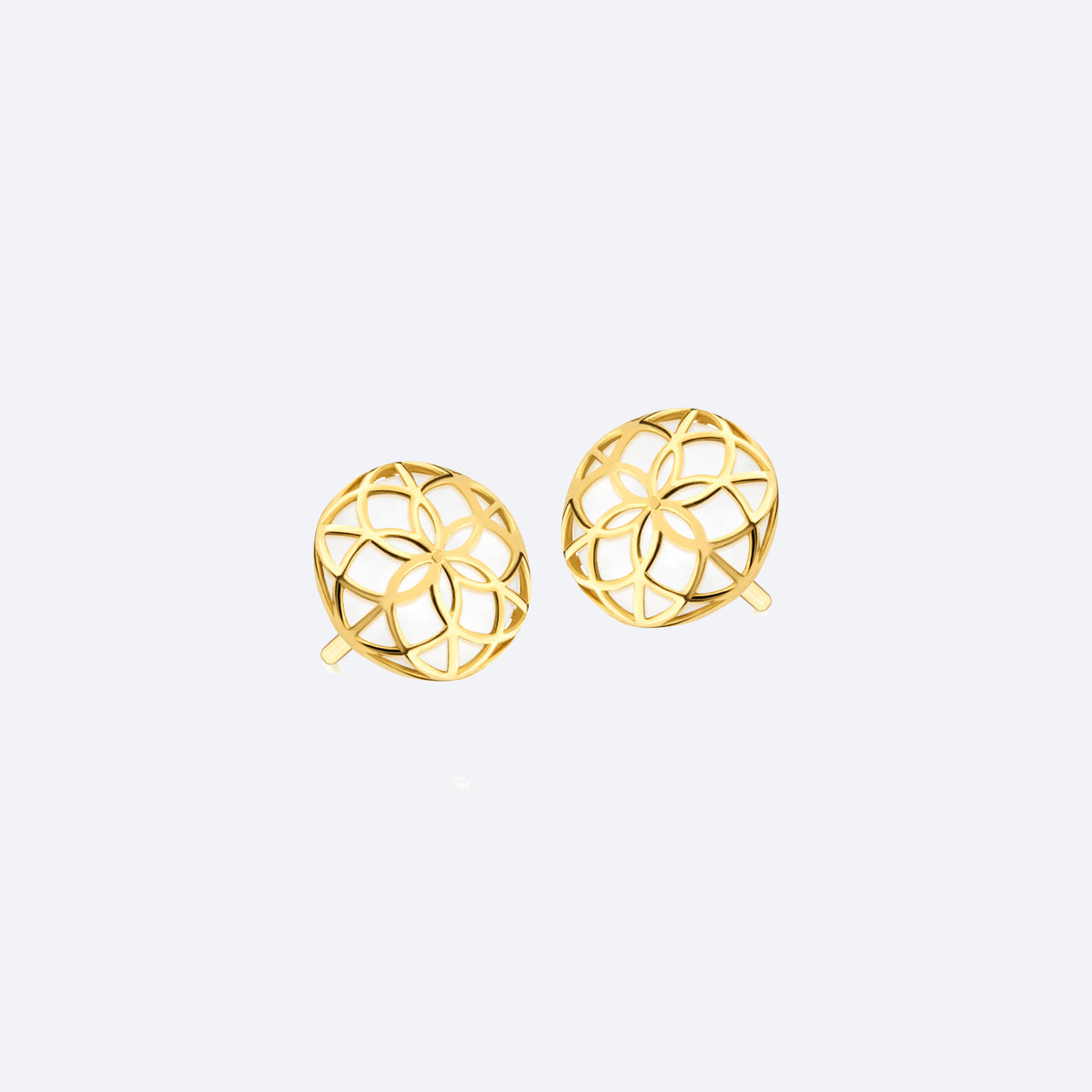 Brinco Flor da Vida Espeto com Quartzo 18k