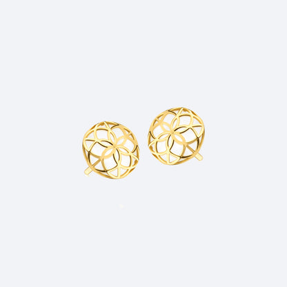 Brinco Flor da Vida Espeto com Quartzo 18k