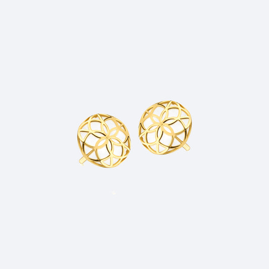 Brinco Flor da Vida Espeto com Quartzo 18k